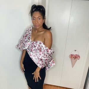 ASOS Luxe Ultimate Bow Top In Floral Print-multi